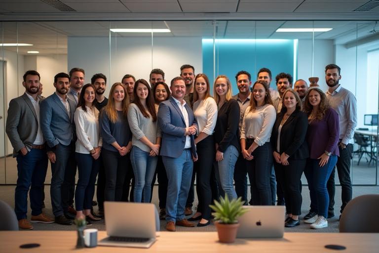Equipa da Lusohotel Systems reunida no escritório de Lisboa